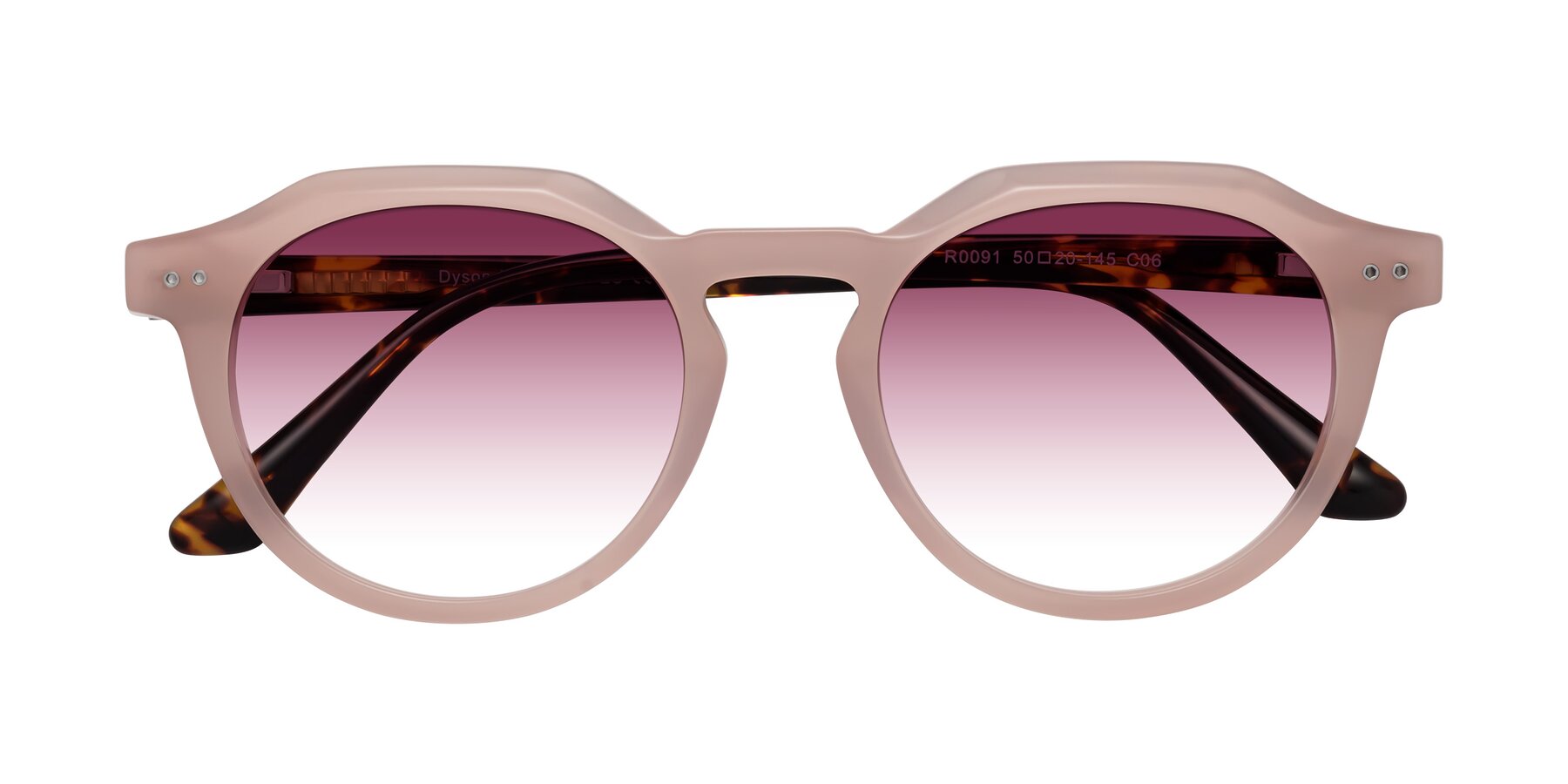 Folded Front of Dyson in Peach-Tortoise with Wine Gradient Lenses