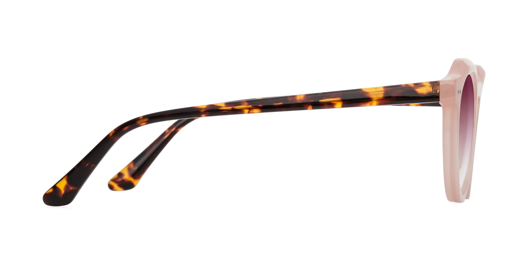 Side of Dyson in Peach-Tortoise with Wine Gradient Lenses