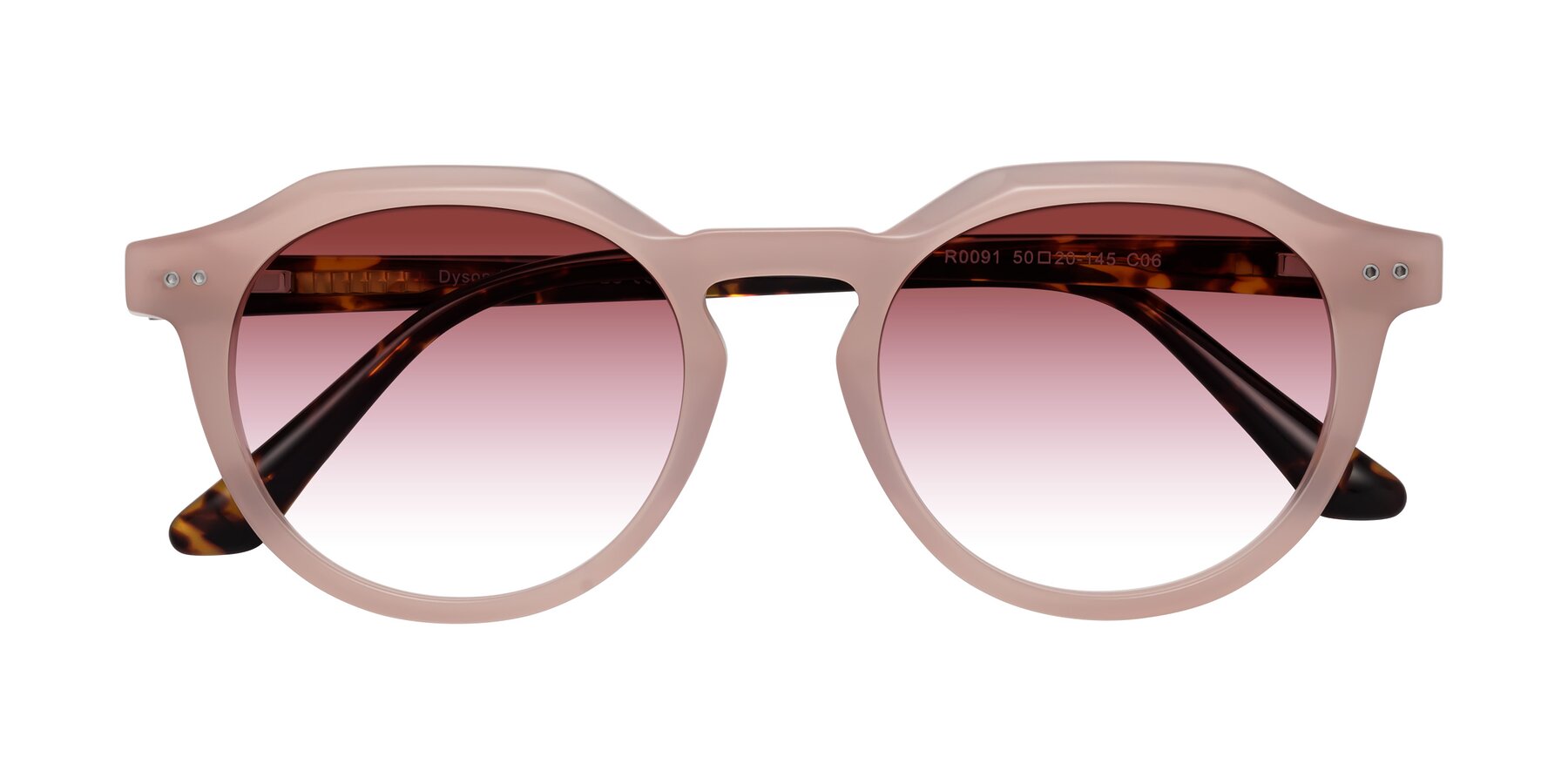 Folded Front of Dyson in Peach-Tortoise with Garnet Gradient Lenses