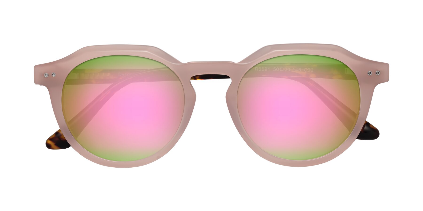 Folded Front of Dyson in Peach-Tortoise with Pink Mirrored Lenses