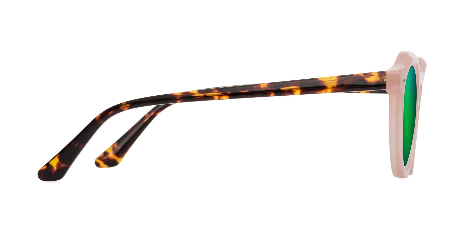 Side of Dyson in Peach-Tortoise with Green Mirrored Lenses