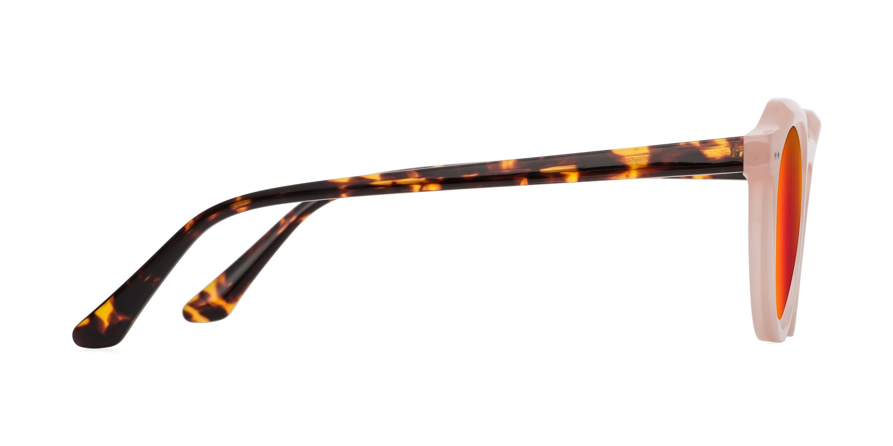 Side of Dyson in Peach-Tortoise with Red Gold Mirrored Lenses