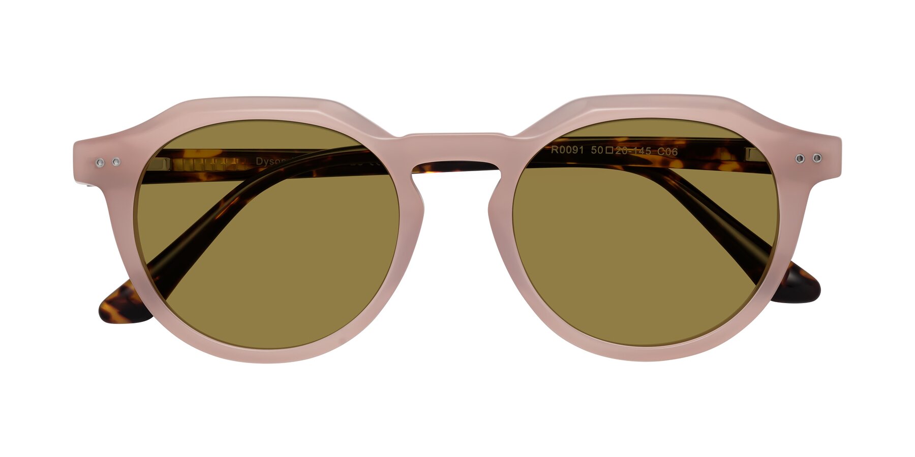 Folded Front of Dyson in Peach-Tortoise with Brown Polarized Lenses