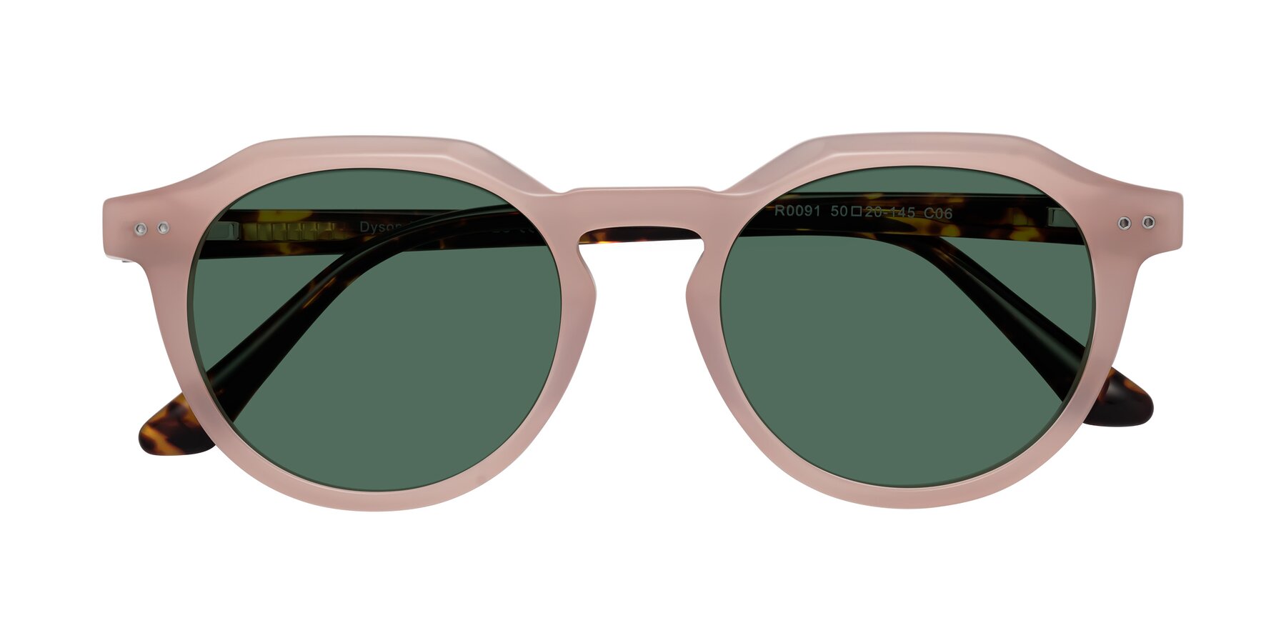 Folded Front of Dyson in Peach-Tortoise with Green Polarized Lenses