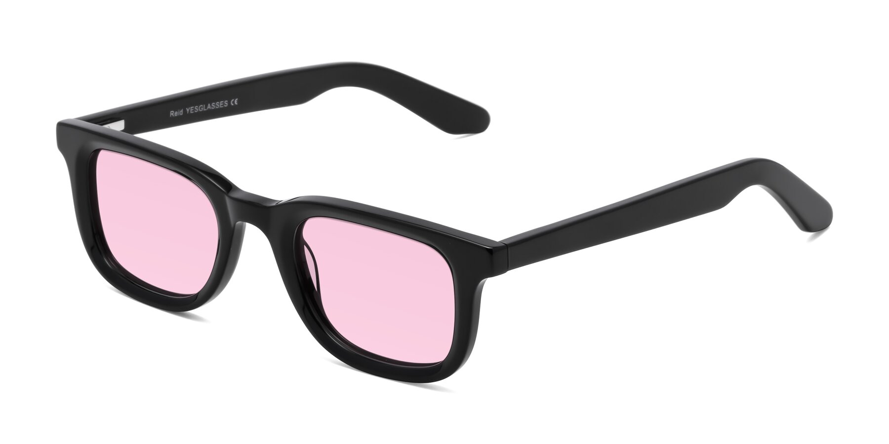 Angle of Reid in Black with Light Pink Tinted Lenses