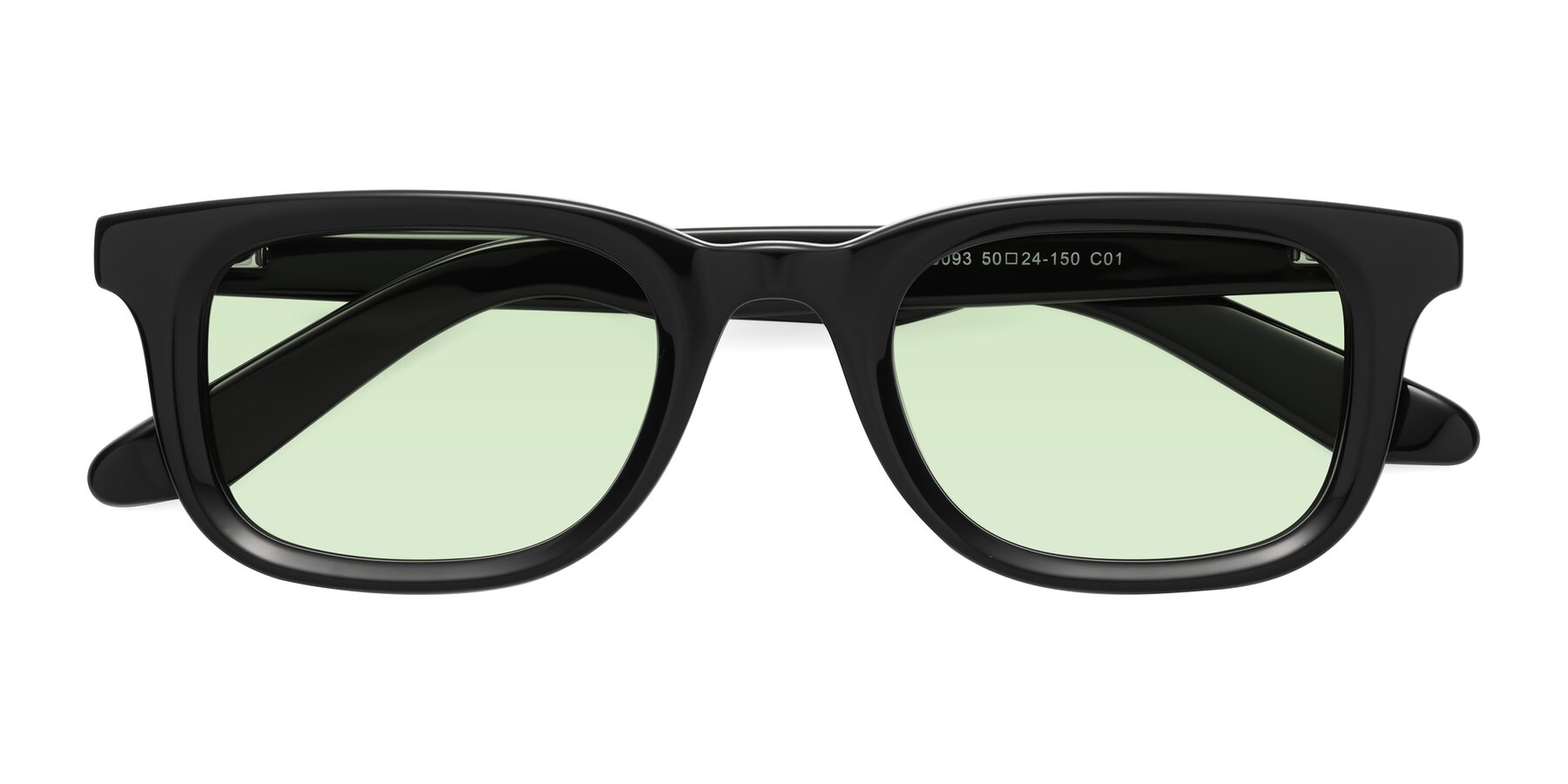 Folded Front of Reid in Black with Light Green Tinted Lenses