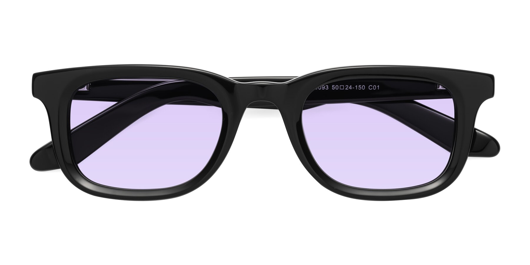 Folded Front of Reid in Black with Light Purple Tinted Lenses