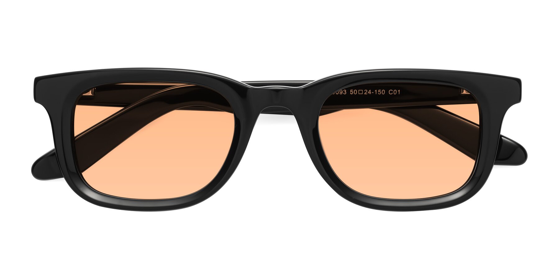 Folded Front of Reid in Black with Light Orange Tinted Lenses