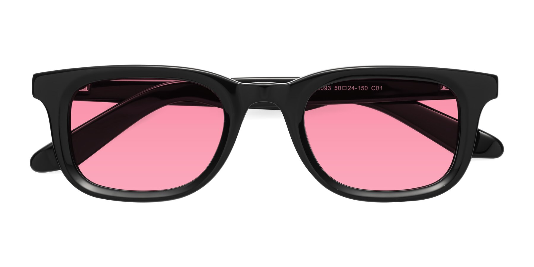 Folded Front of Reid in Black with Pink Tinted Lenses
