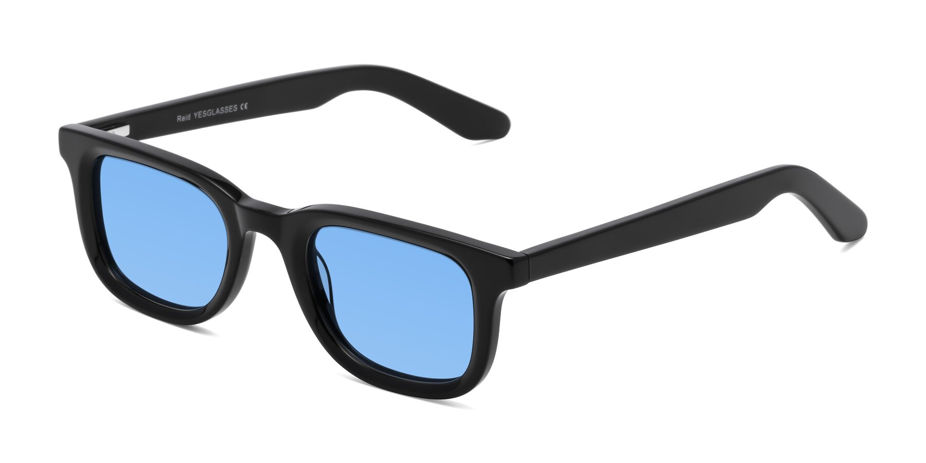 Angle of Reid in Black with Medium Blue Tinted Lenses
