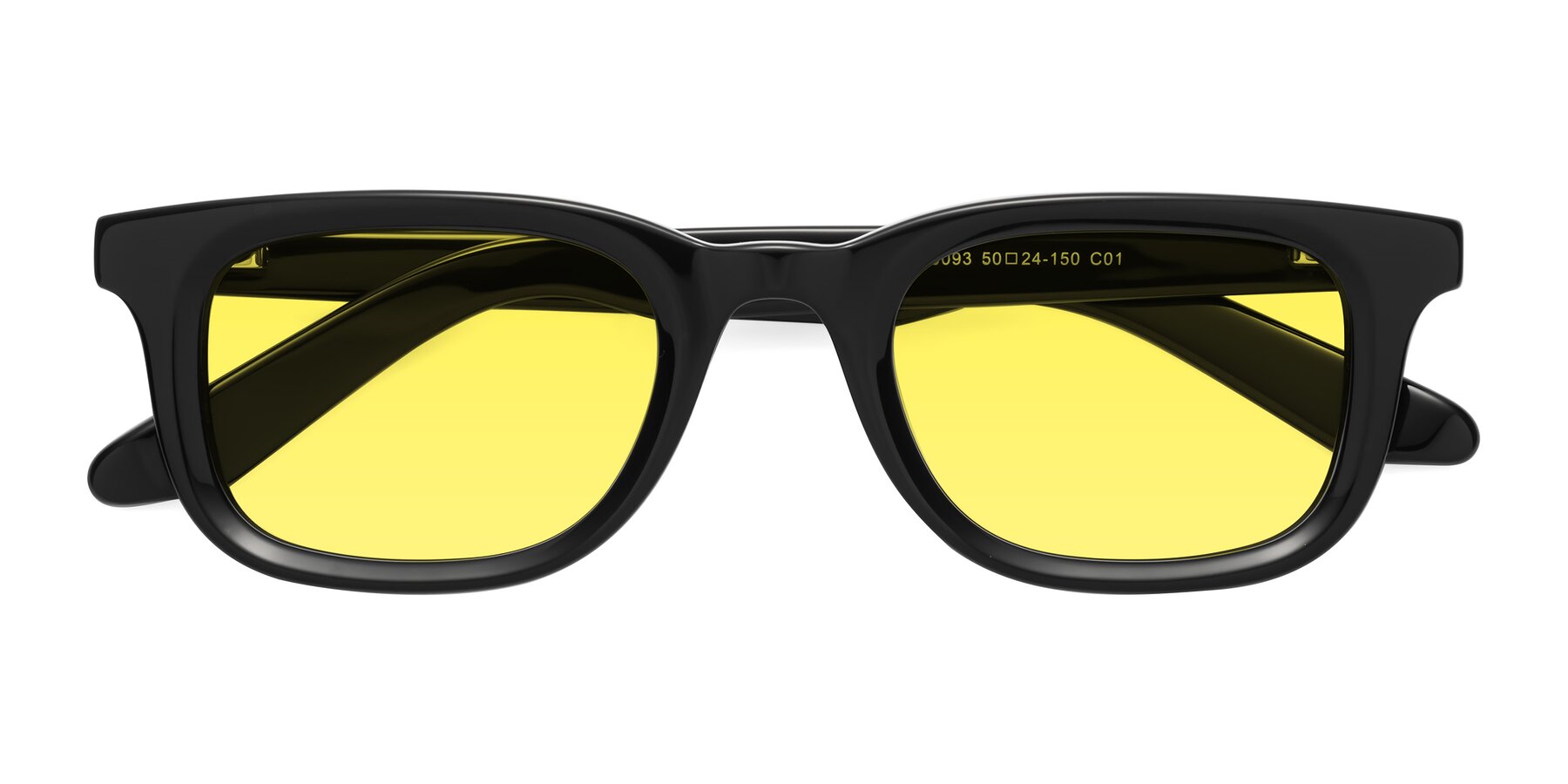 Folded Front of Reid in Black with Medium Yellow Tinted Lenses