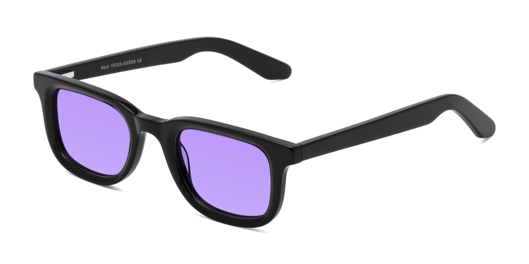 Angle of Reid in Black with Medium Purple Tinted Lenses