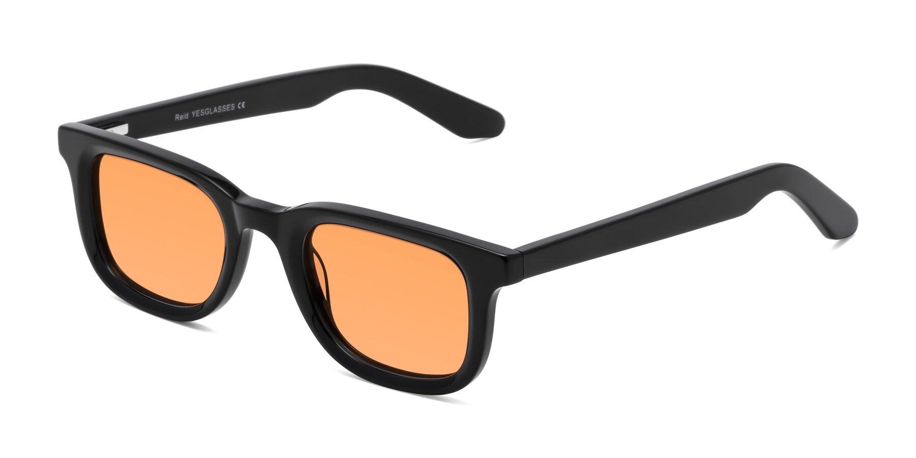 Angle of Reid in Black with Medium Orange Tinted Lenses