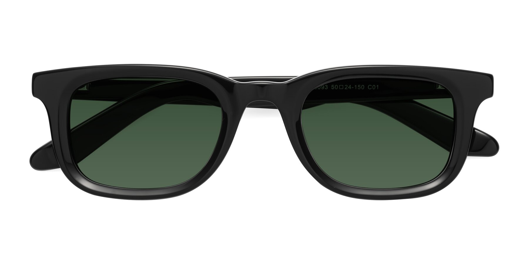 Folded Front of Reid in Black with Green Tinted Lenses