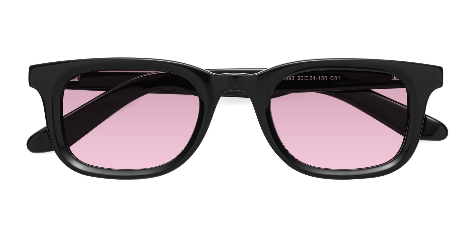 Folded Front of Reid in Black with Light Wine Tinted Lenses