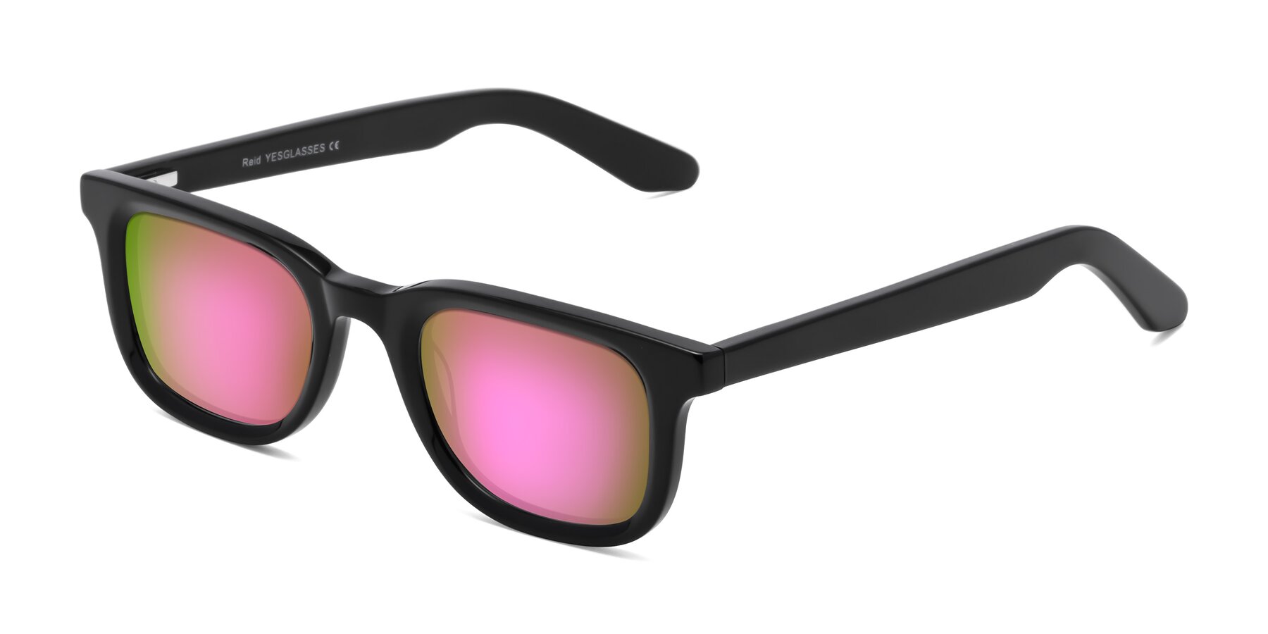 Angle of Reid in Black with Pink Mirrored Lenses