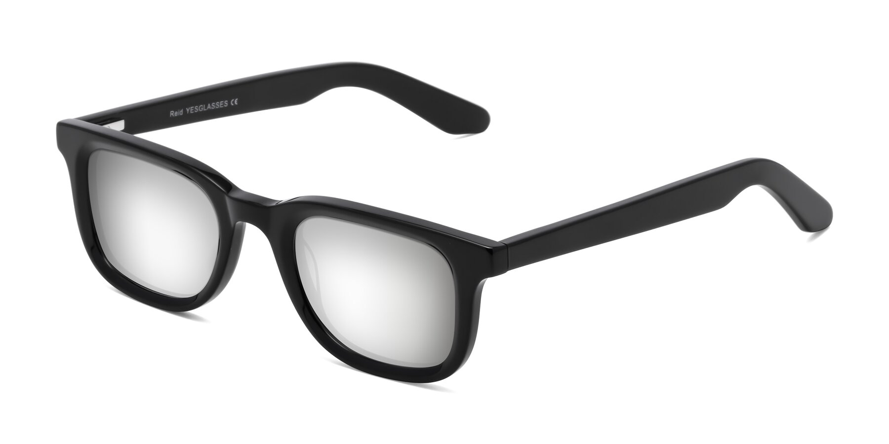 Angle of Reid in Black with Silver Mirrored Lenses