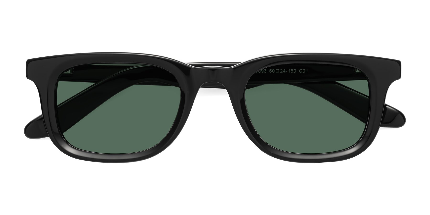 Folded Front of Reid in Black with Green Polarized Lenses