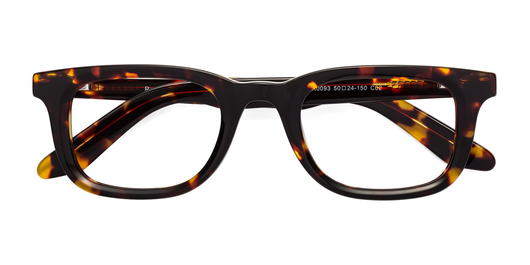 Folded Front of Reid in Tortoise with Clear Eyeglass Lenses