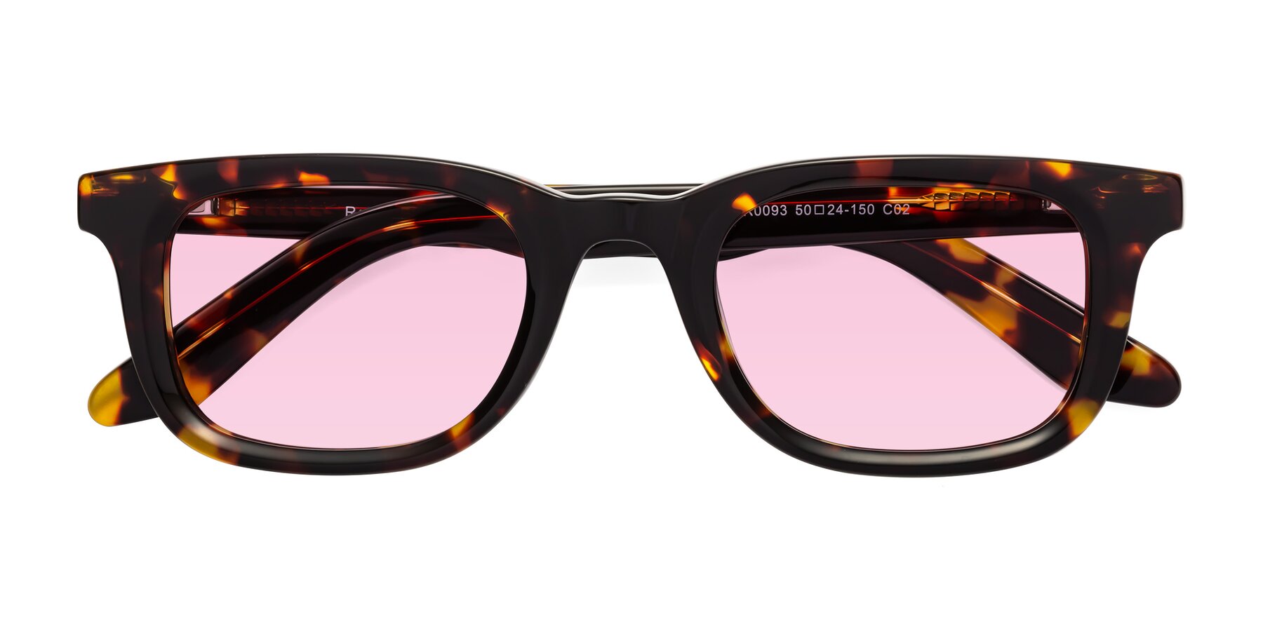 Folded Front of Reid in Tortoise with Light Pink Tinted Lenses