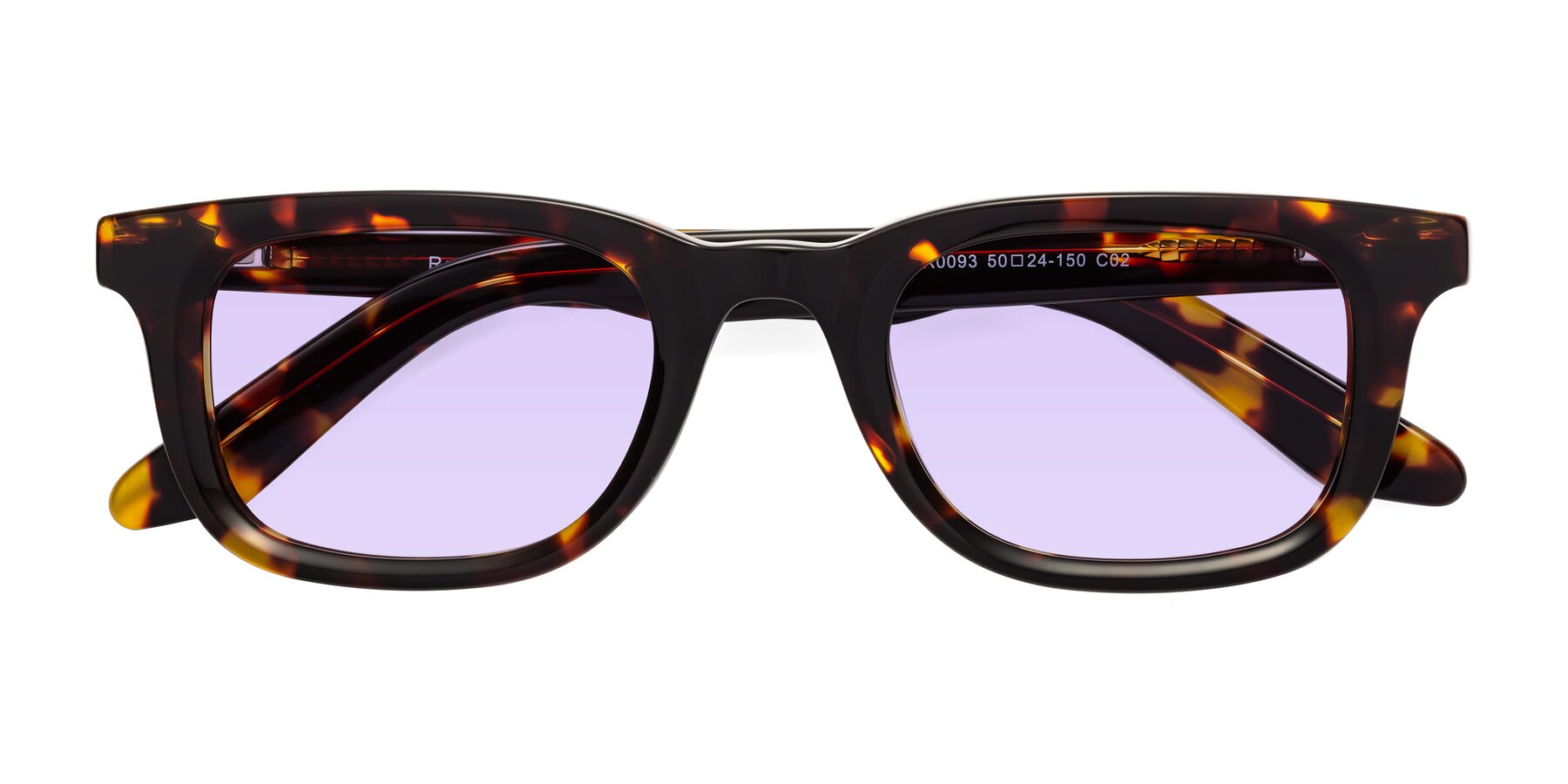 Folded Front of Reid in Tortoise with Light Purple Tinted Lenses