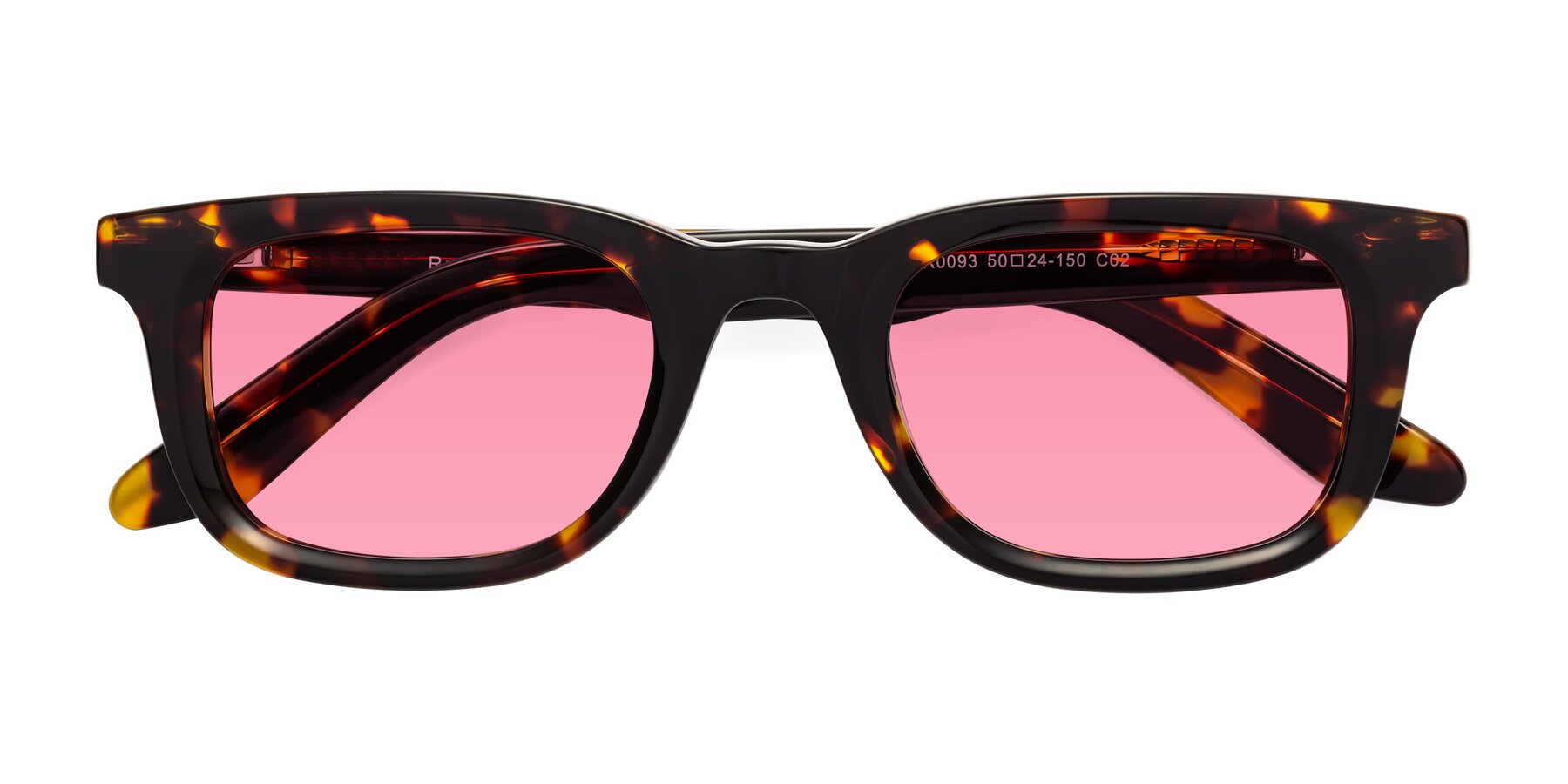 Folded Front of Reid in Tortoise with Pink Tinted Lenses