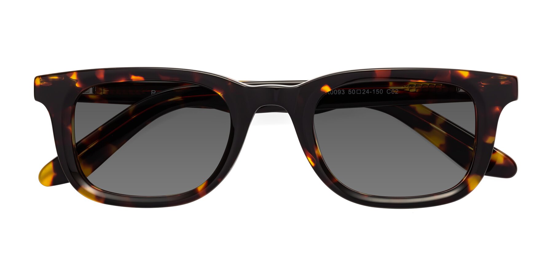 Folded Front of Reid in Tortoise with Medium Gray Tinted Lenses