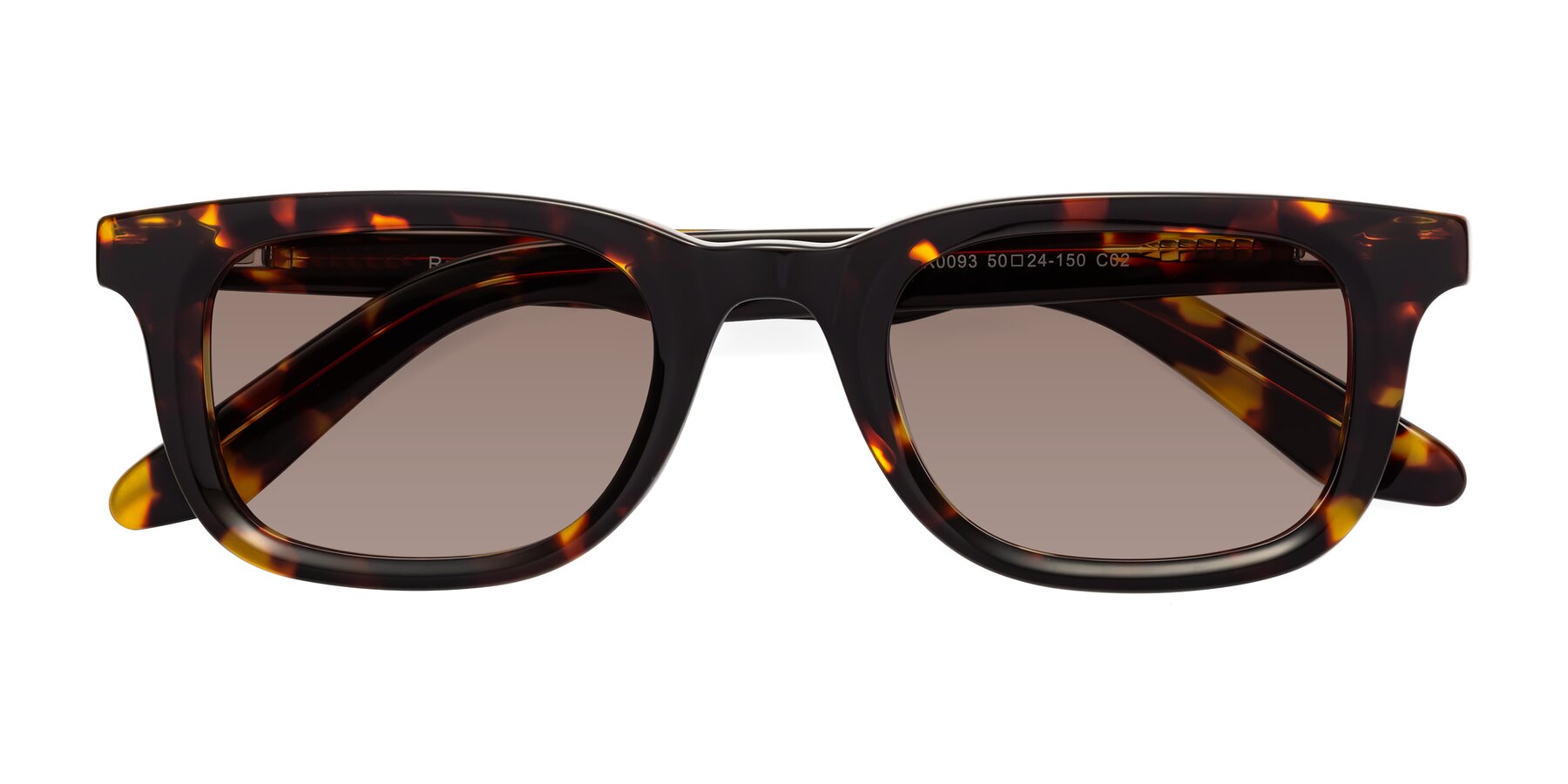 Folded Front of Reid in Tortoise with Medium Brown Tinted Lenses