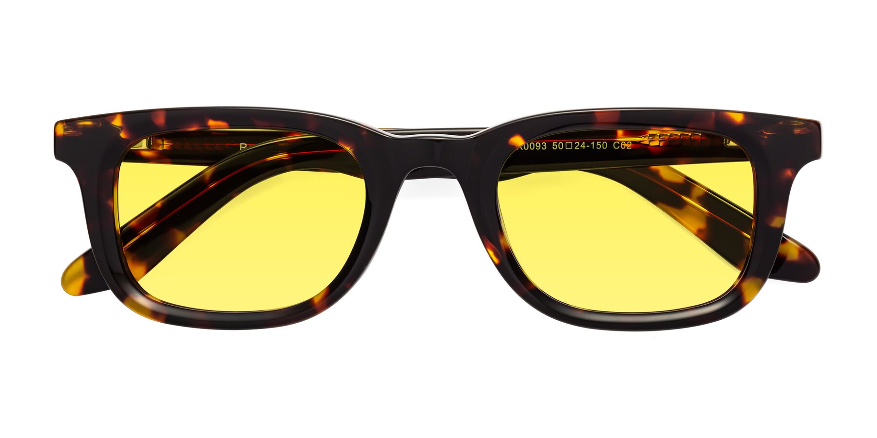Folded Front of Reid in Tortoise with Medium Yellow Tinted Lenses