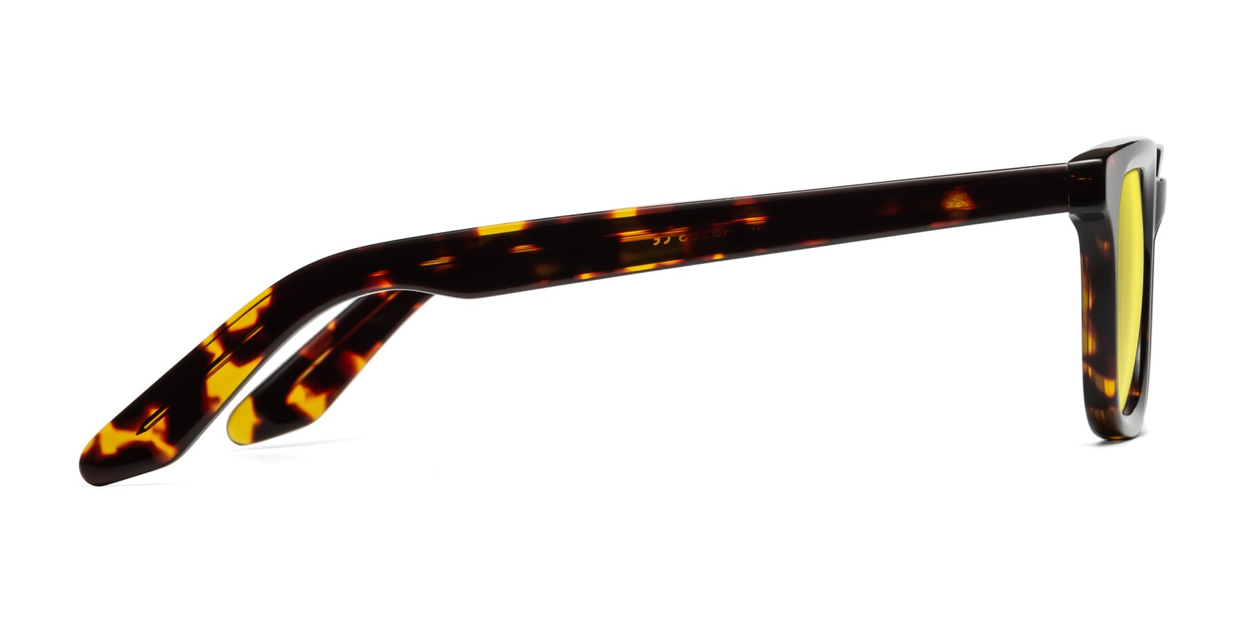Side of Reid in Tortoise with Medium Yellow Tinted Lenses