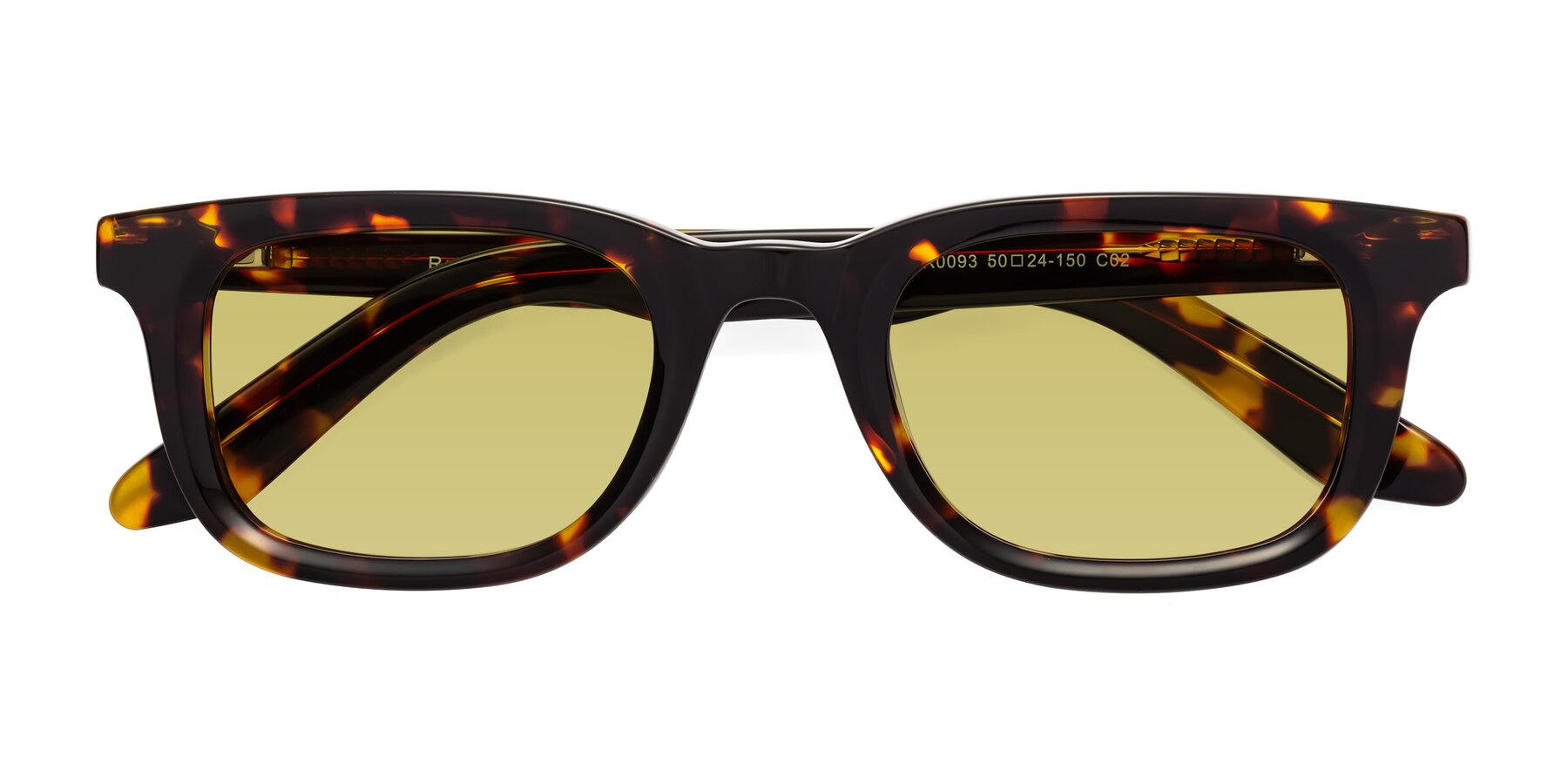 Folded Front of Reid in Tortoise with Medium Champagne Tinted Lenses