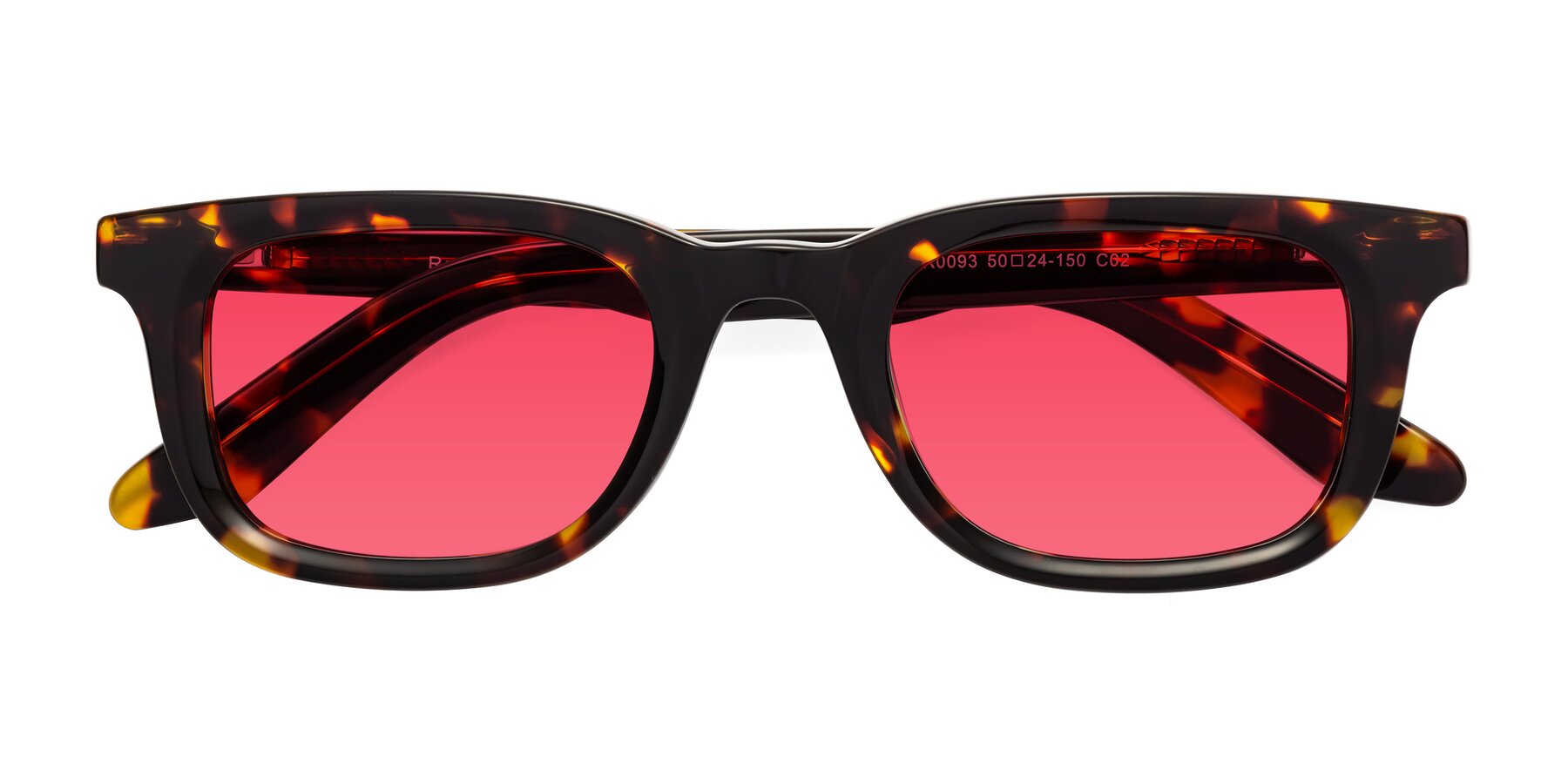 Folded Front of Reid in Tortoise with Red Tinted Lenses
