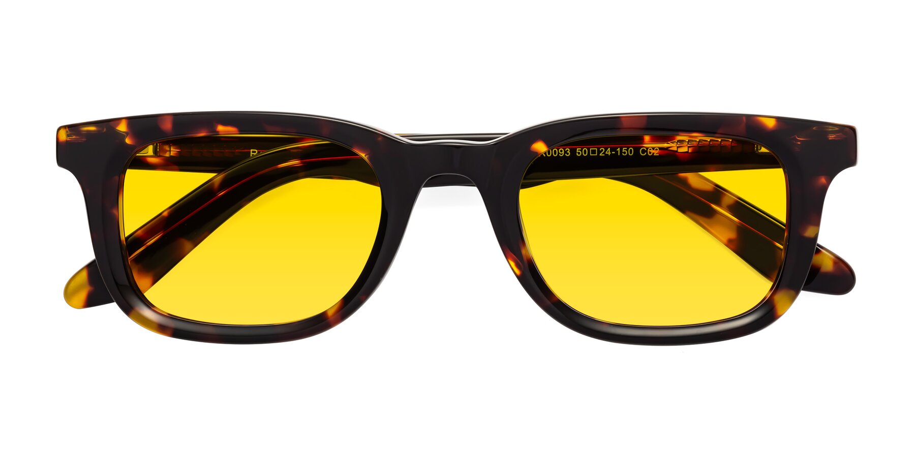 Folded Front of Reid in Tortoise with Yellow Tinted Lenses