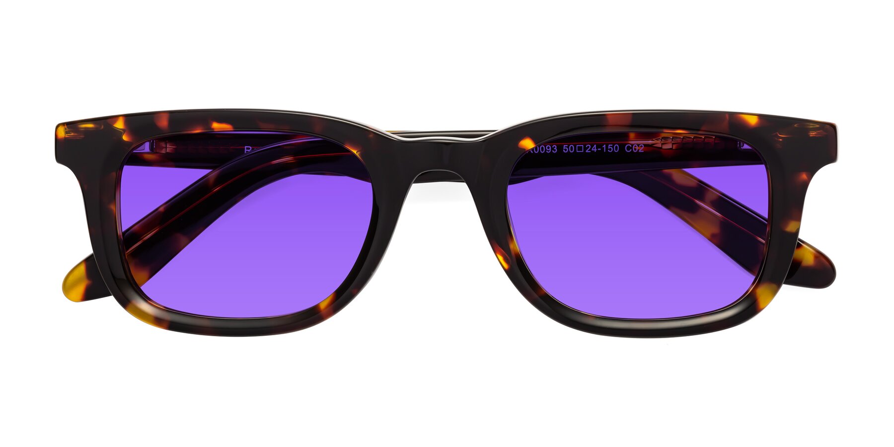 Folded Front of Reid in Tortoise with Purple Tinted Lenses