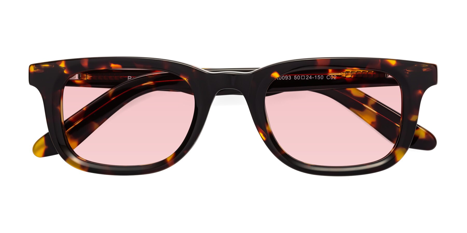 Folded Front of Reid in Tortoise with Light Garnet Tinted Lenses