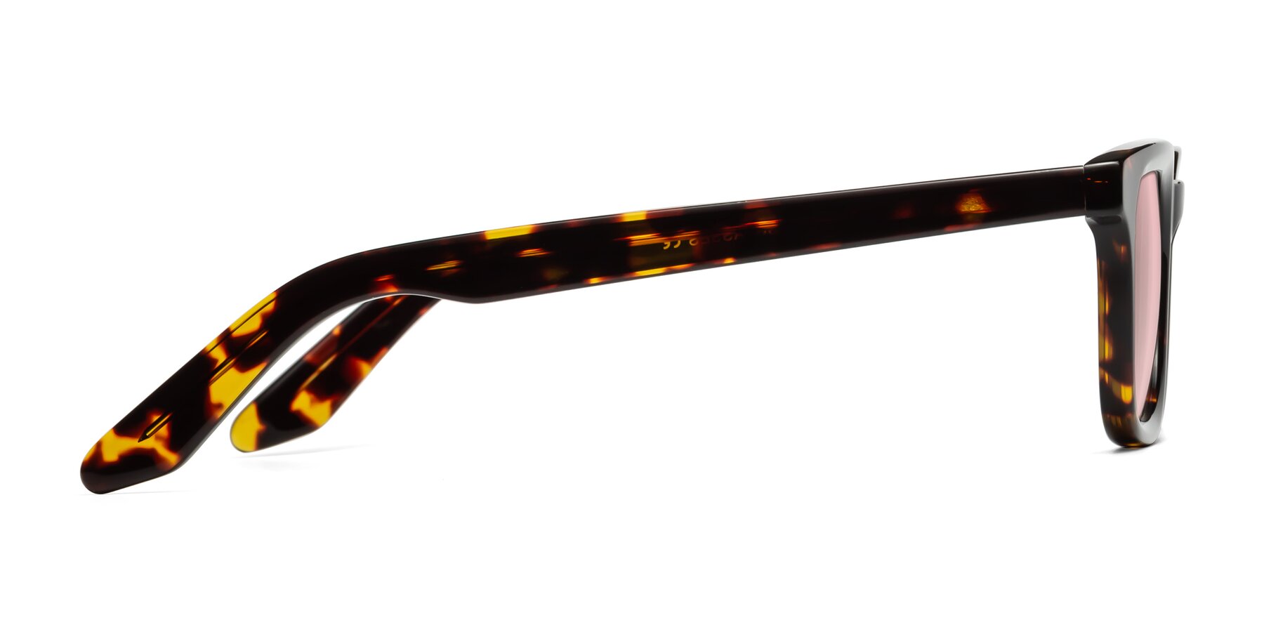 Side of Reid in Tortoise with Light Garnet Tinted Lenses