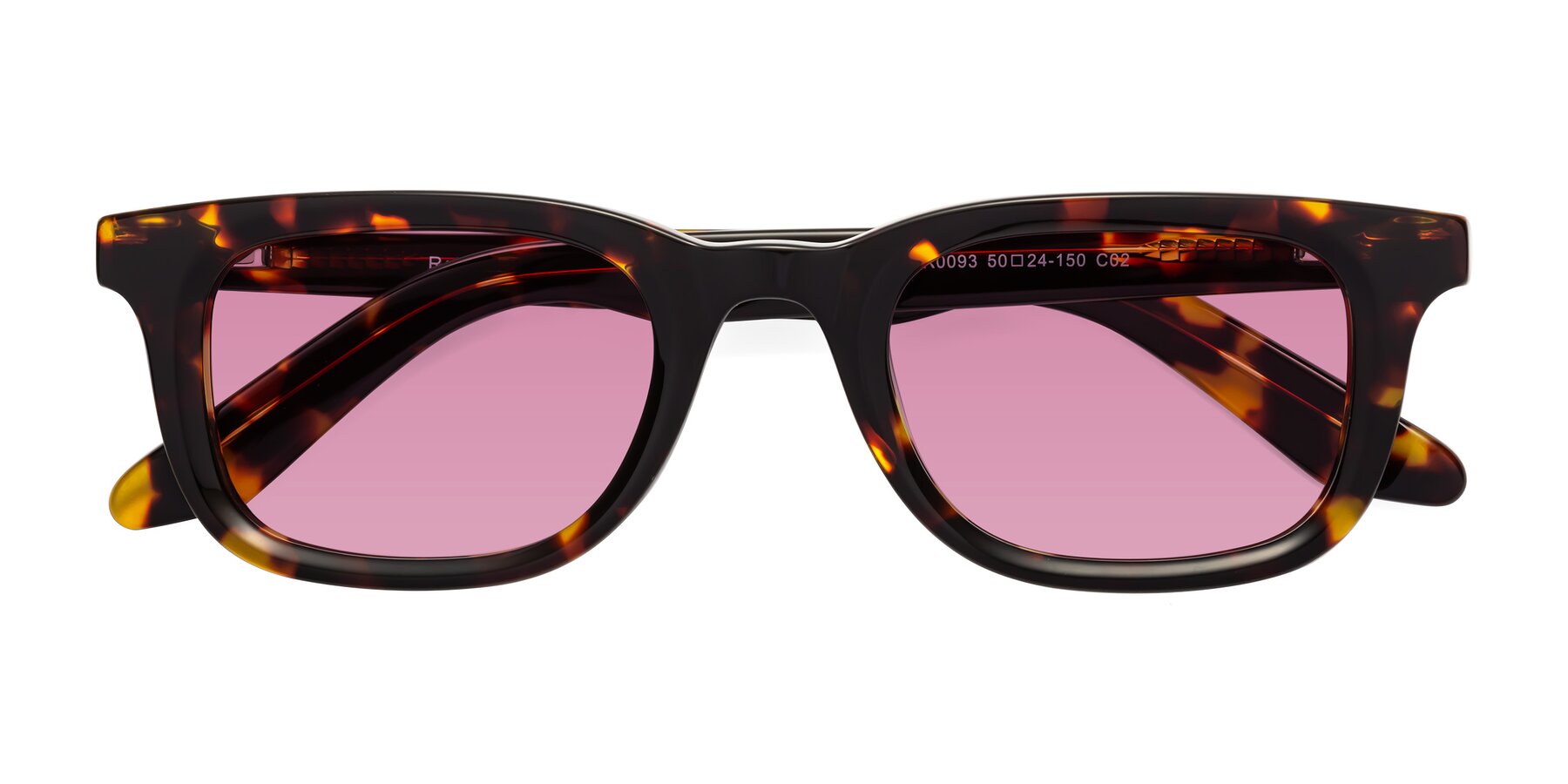 Folded Front of Reid in Tortoise with Medium Wine Tinted Lenses