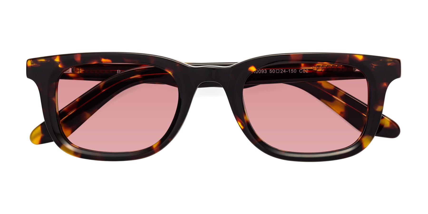 Folded Front of Reid in Tortoise with Medium Garnet Tinted Lenses