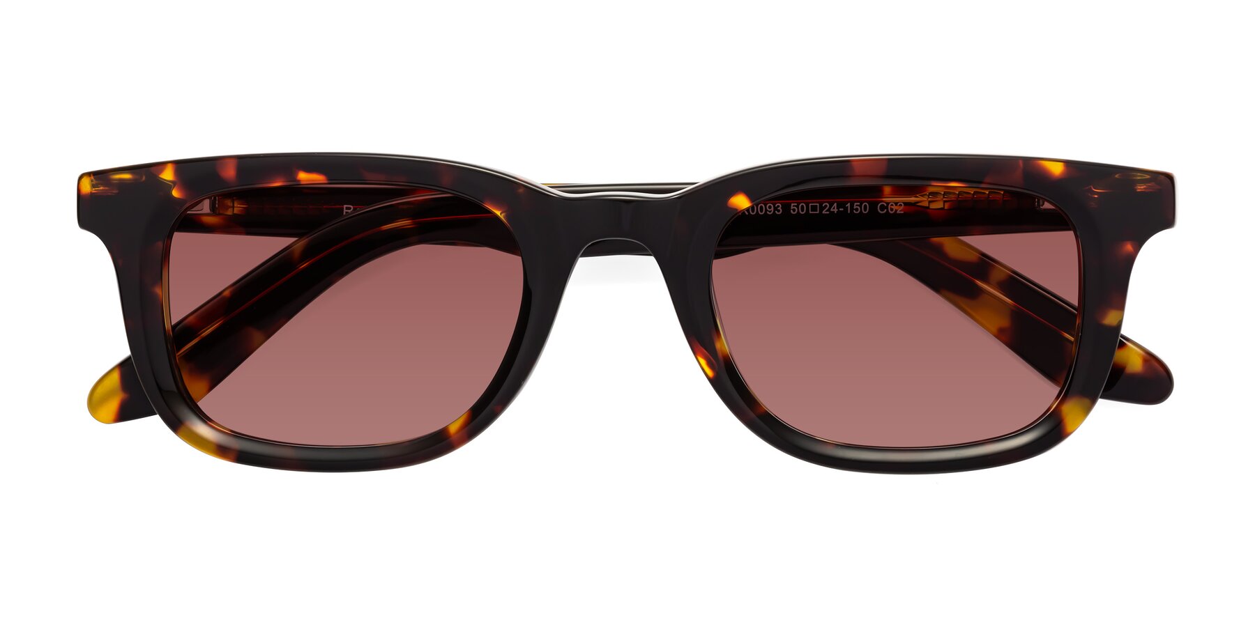 Folded Front of Reid in Tortoise with Garnet Tinted Lenses