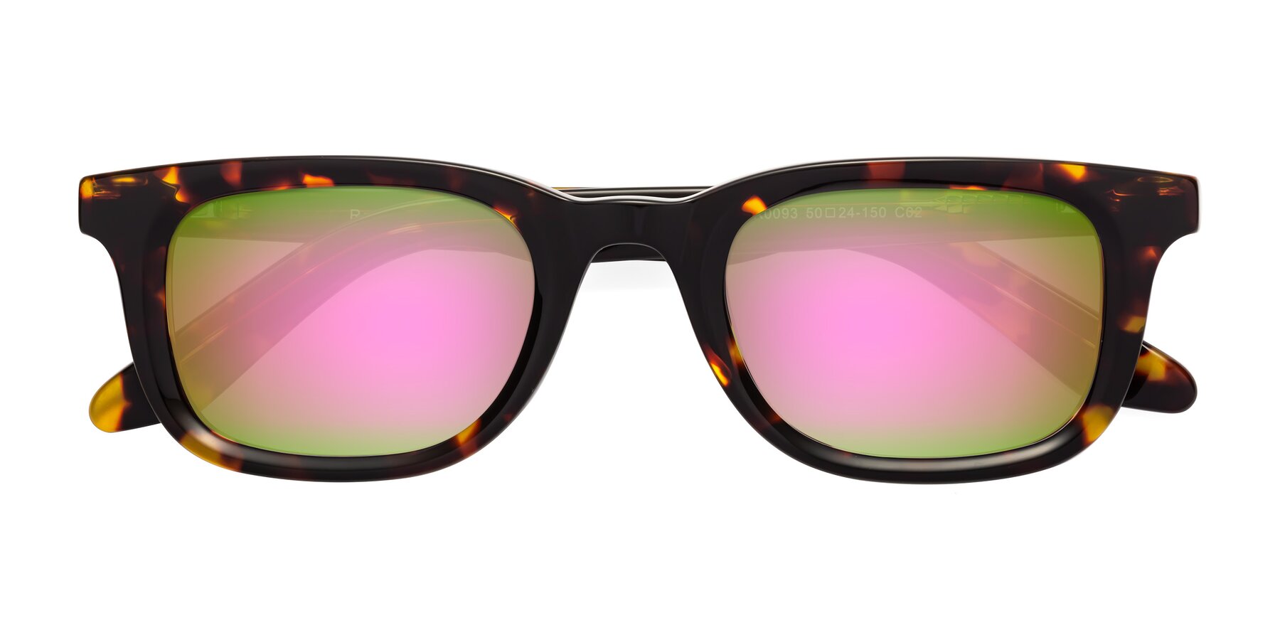 Folded Front of Reid in Tortoise with Pink Mirrored Lenses