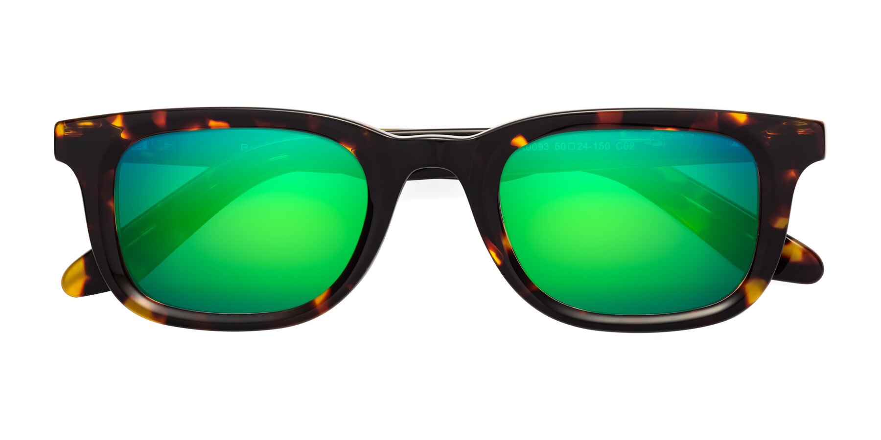 Folded Front of Reid in Tortoise with Green Mirrored Lenses