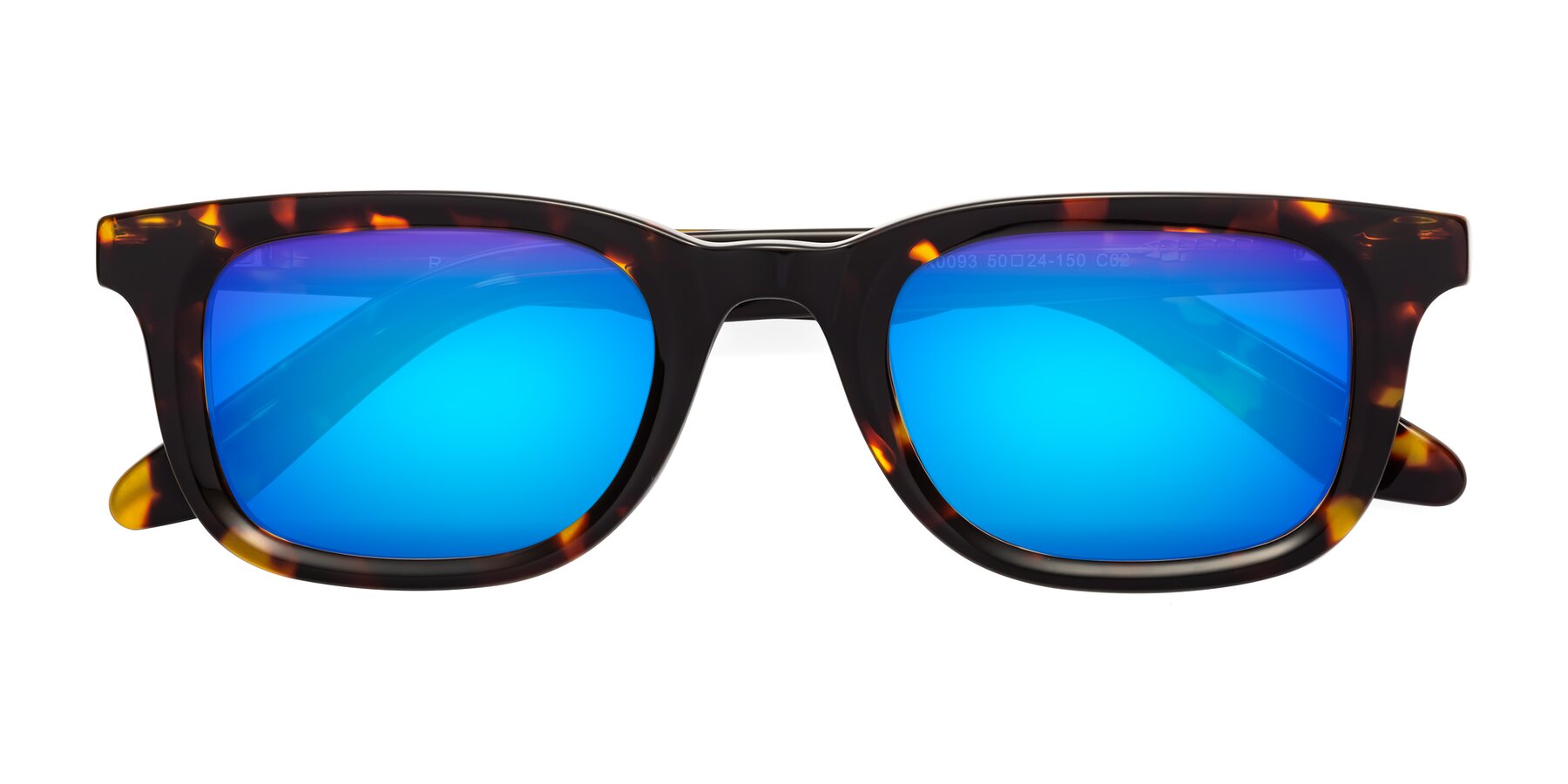 Folded Front of Reid in Tortoise with Blue Mirrored Lenses