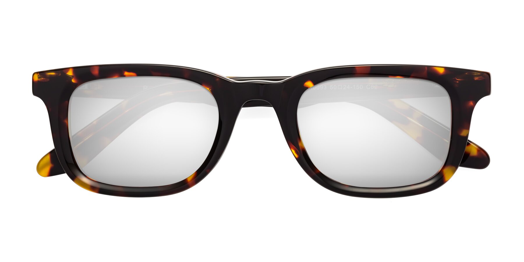 Folded Front of Reid in Tortoise with Silver Mirrored Lenses