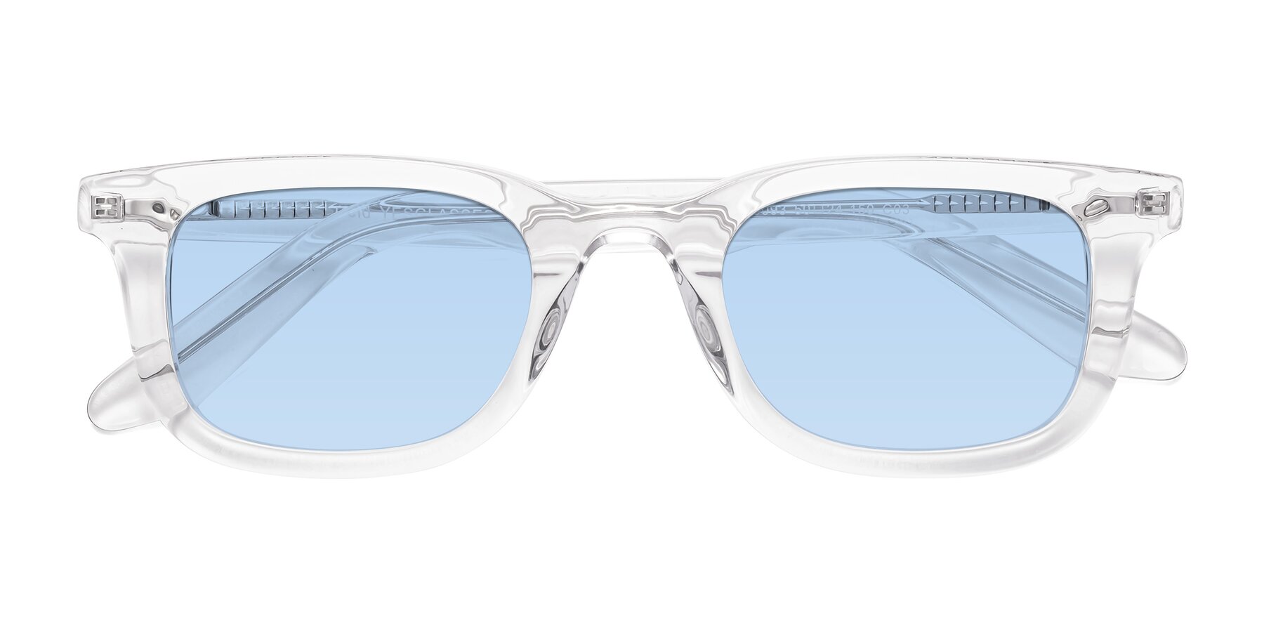 Folded Front of Reid in Clear with Light Blue Tinted Lenses