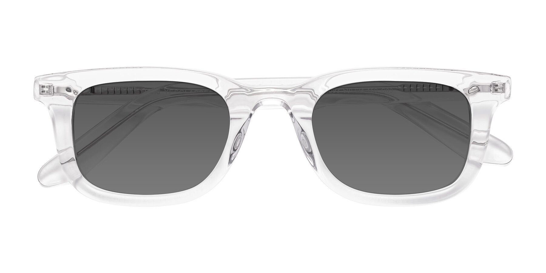 Folded Front of Reid in Clear with Medium Gray Tinted Lenses