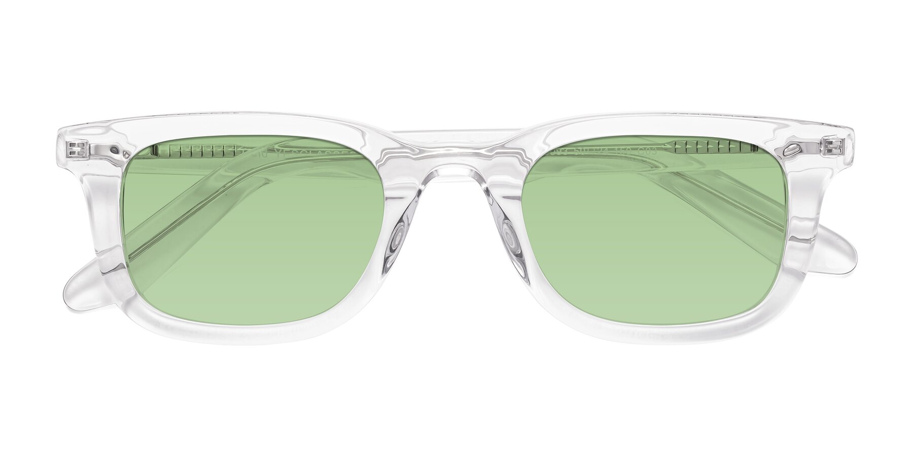 Folded Front of Reid in Clear with Medium Green Tinted Lenses