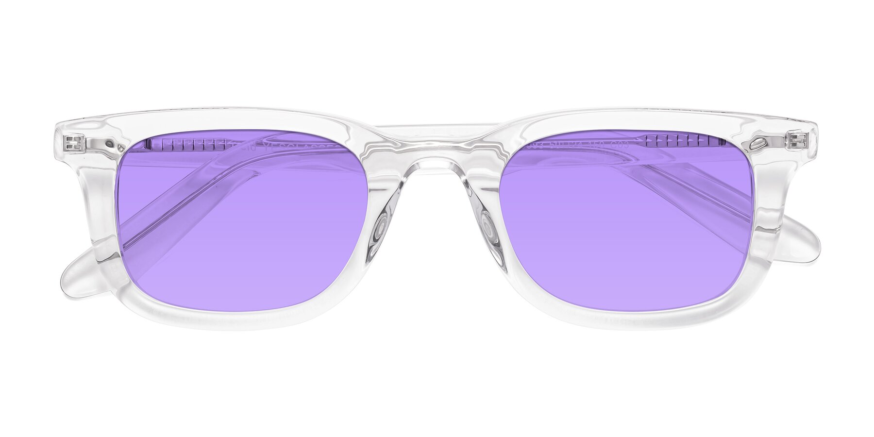 Folded Front of Reid in Clear with Medium Purple Tinted Lenses