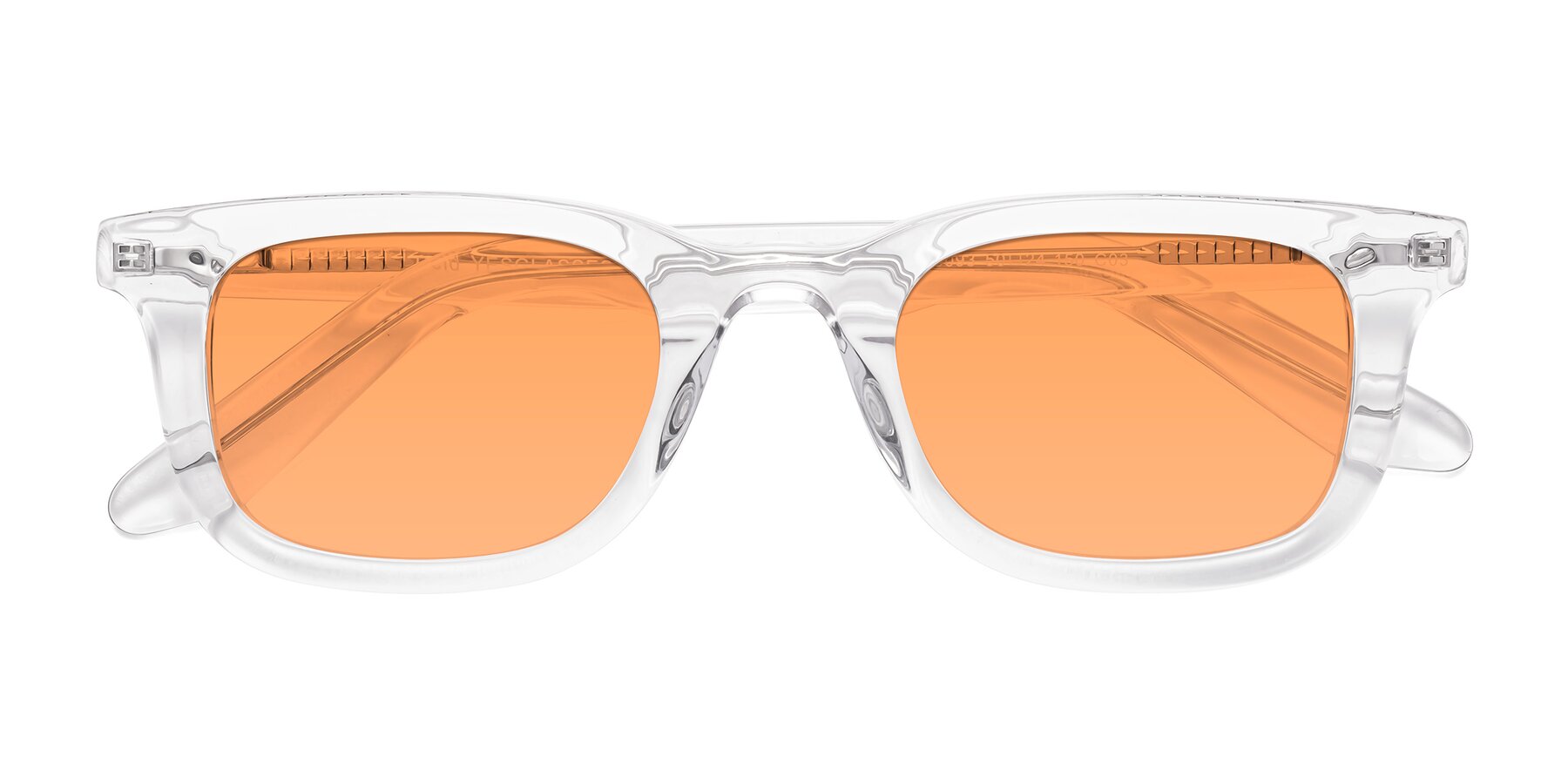 Folded Front of Reid in Clear with Medium Orange Tinted Lenses