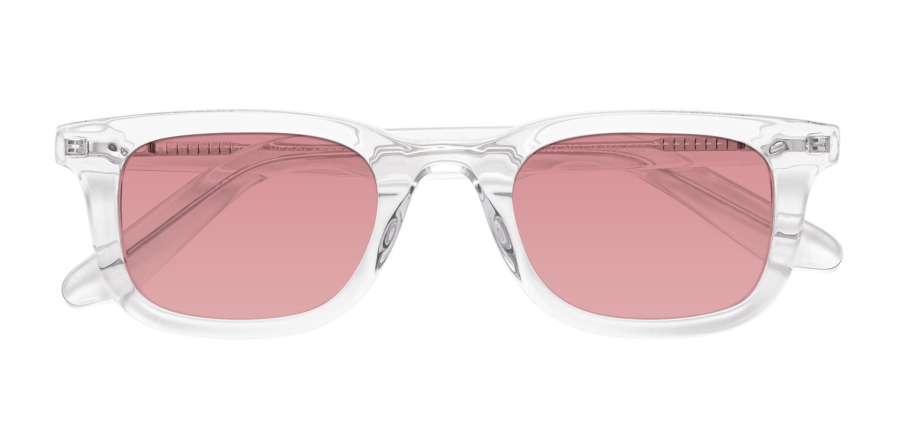 Folded Front of Reid in Clear with Medium Garnet Tinted Lenses