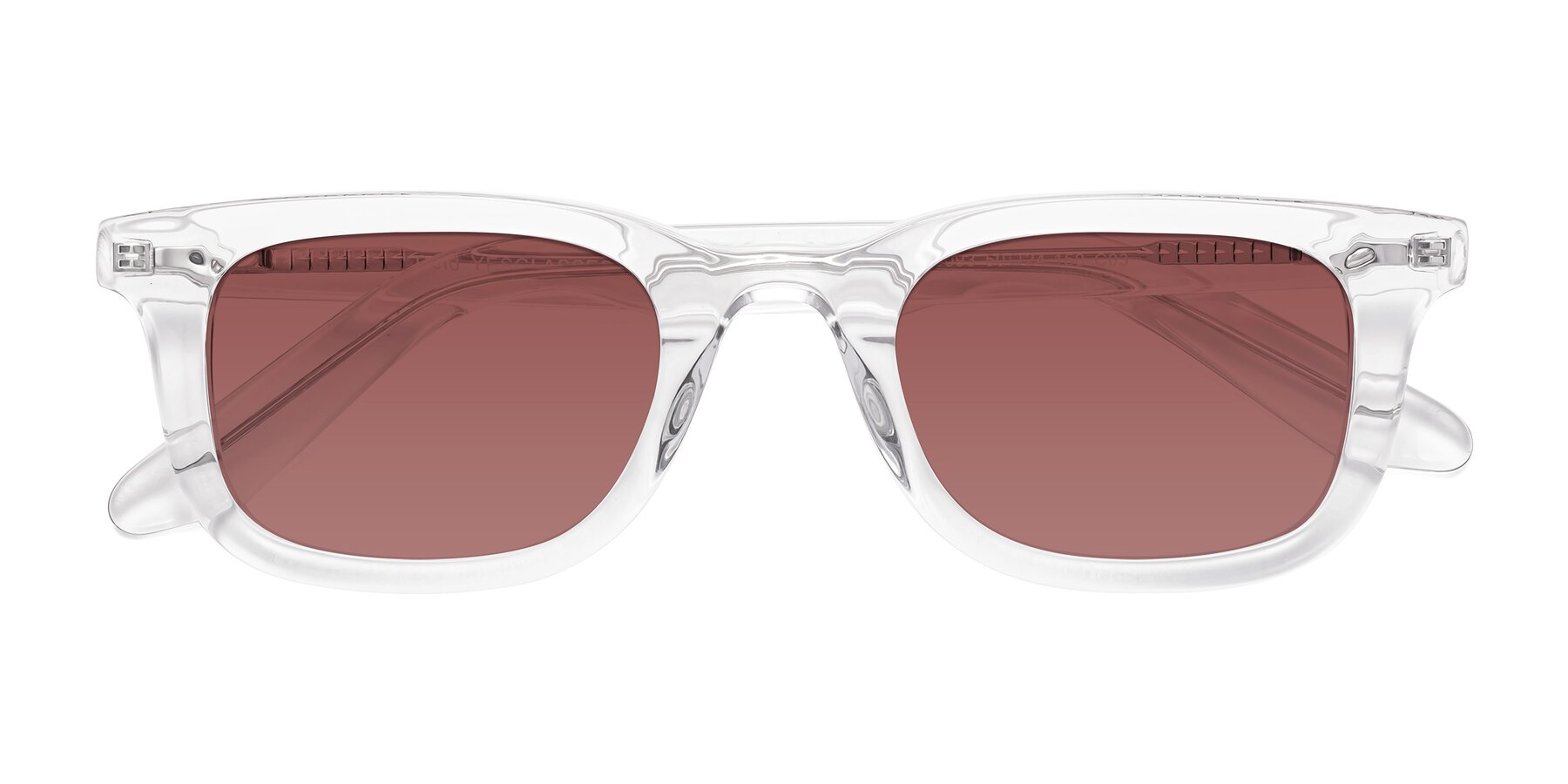 Folded Front of Reid in Clear with Garnet Tinted Lenses